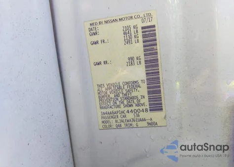 2017 Nissan Maxima 3.5 Sl from USA, damaged, VIN 1N4AA6AP1HC440048